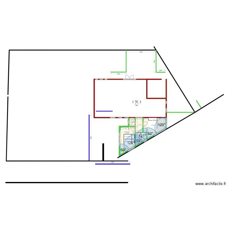 Favone 2 Ch en limites ZNC180. Plan de 5 pièces et 31 m2