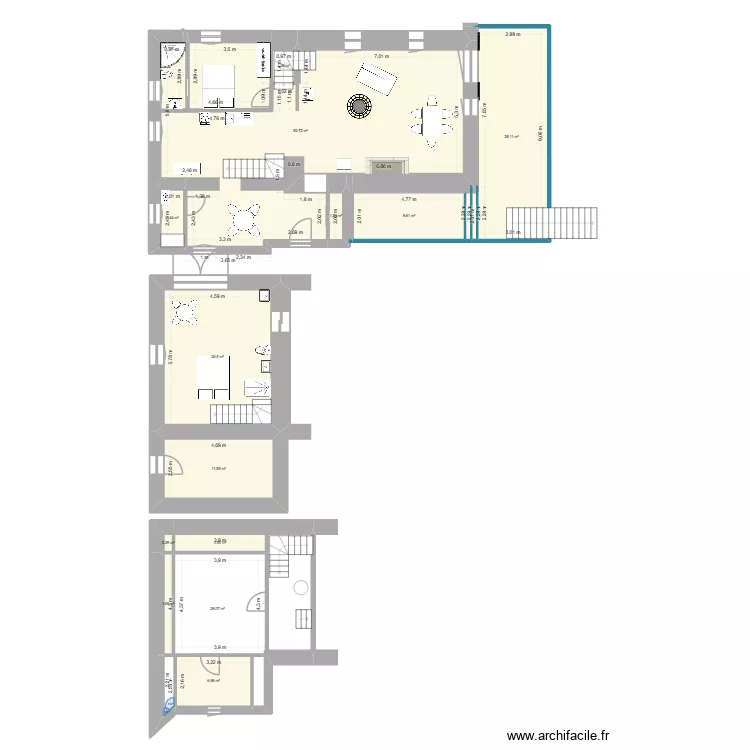 Moulin 3. Plan de 13 pièces et 194 m²