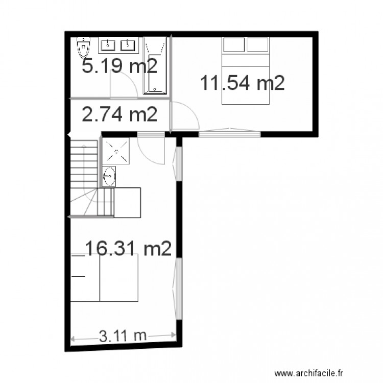 reunion 104 204 Duplex 4 pieces. Plan de 0 pièce et 0 m2