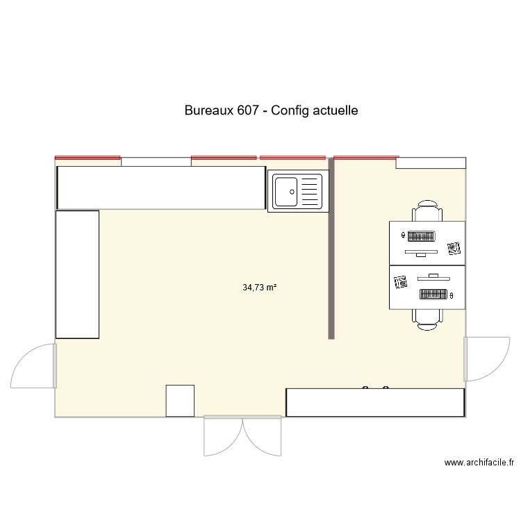 Bureaux 607 Config actuelle. Plan de 0 pièce et 0 m2
