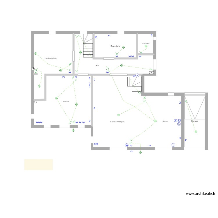 Plan rez de chaussee V2. Plan de 8 pièces et 101 m2