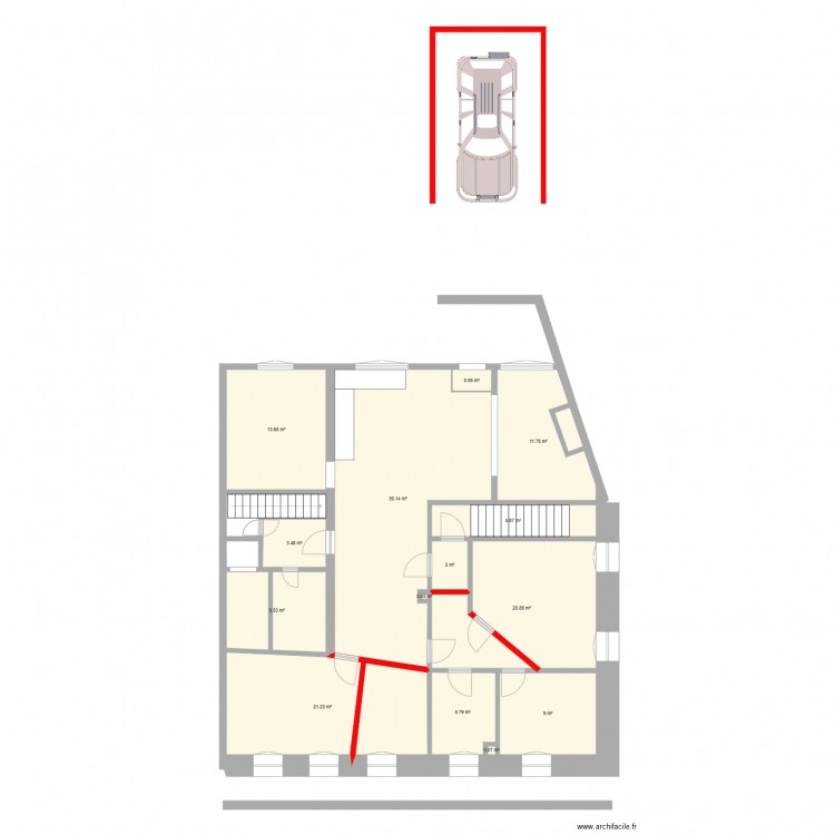 Cormoret Ledermann Essai modification rez sup. Plan de 0 pièce et 0 m2