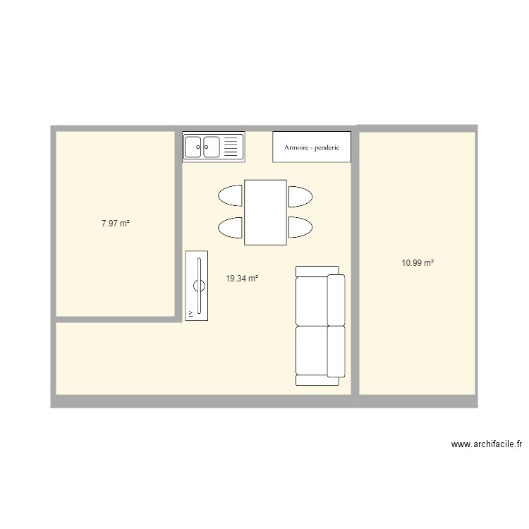 studio 28m2 2. Plan de 0 pièce et 0 m2