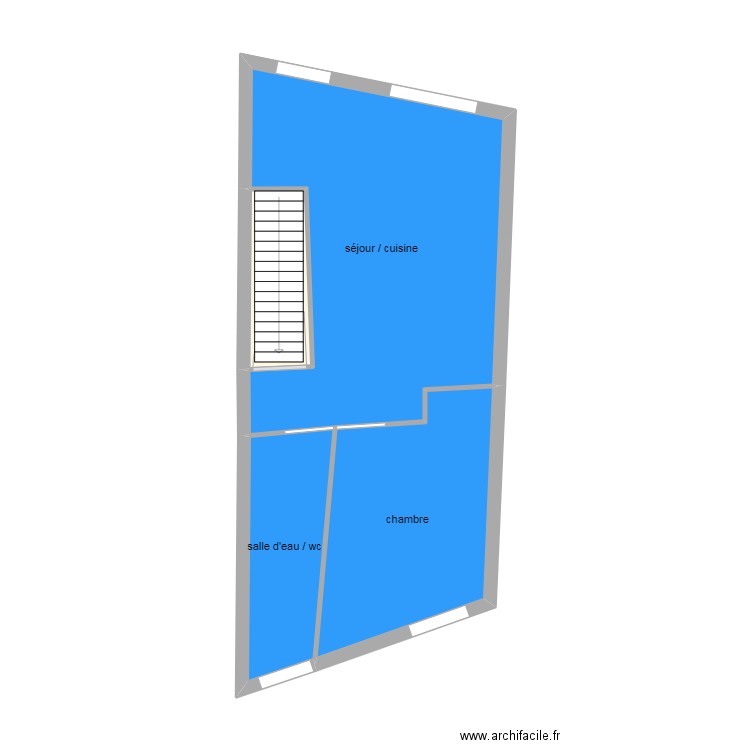 jeannin 2eme étage. Plan de 4 pièces et 35 m2