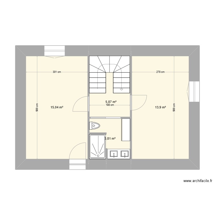 1er étage Denicé . Plan de 4 pièces et 39 m2