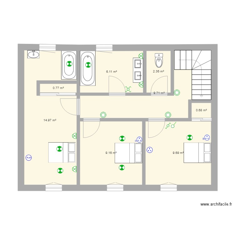 1 etage  tambu implatation . Plan de 0 pièce et 0 m2