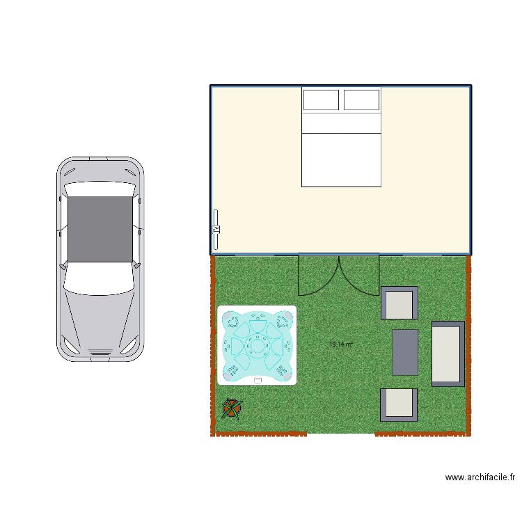 COTE1. Plan de 1 pièce et 17 m2