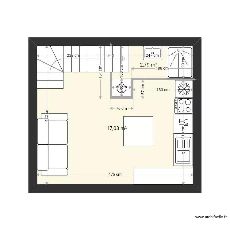 Cabane top. Plan de 