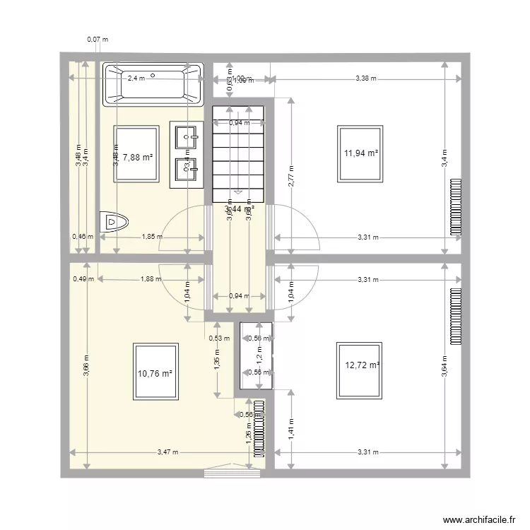 HAUT chambres et salle de bain. Plan de HAUT chambres et salle de bain. Plan de