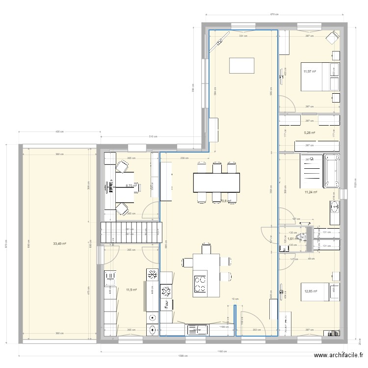 rdc3meublé ter. Plan de 10 pièces et 168 m2