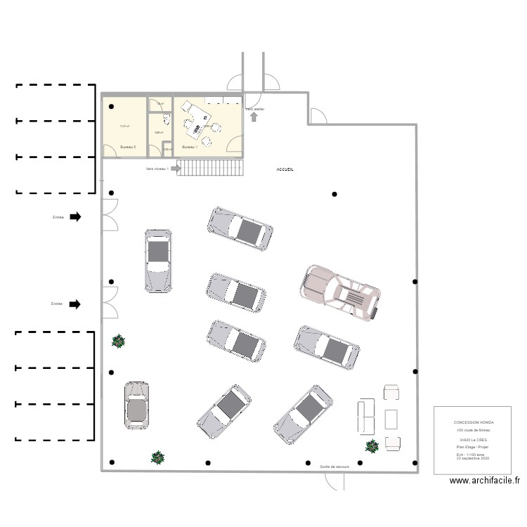 HONDA  RDC  structure. Plan de 5 pièces et 34 m2