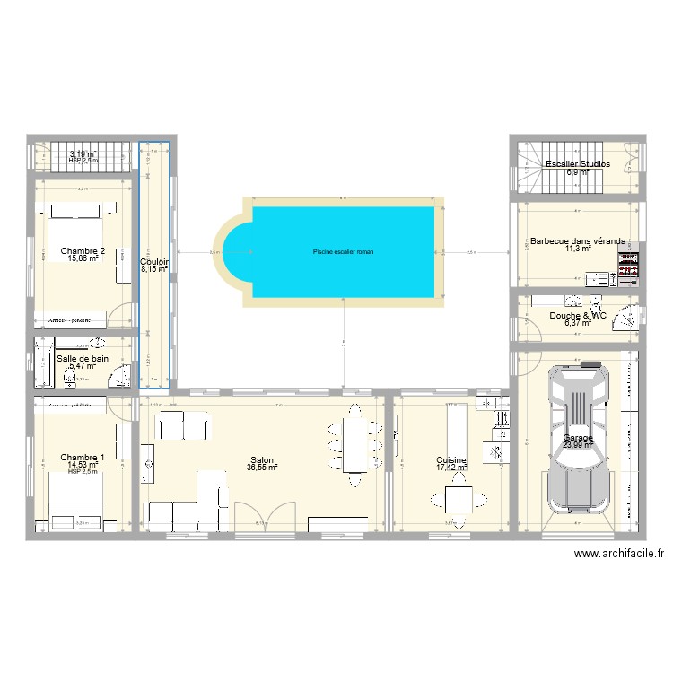 Villa à Djerba Rez de Chaussée. Plan de 0 pièce et 0 m2