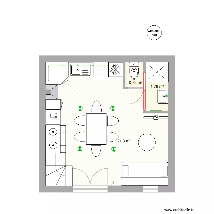 Argel&egrave;s RDC - Projet. Plan de 3  et 24 m²