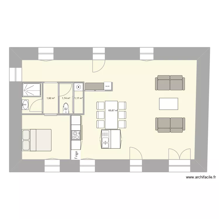 GRANDE SALLE. Plan de 4 Pièces et 71 m² GRANDE SALLE. Plan de 4 Pièces et 71 m²
