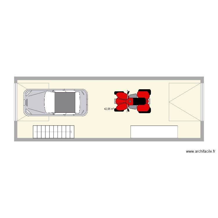 garage. Plan de 1 pièce et 43 m2