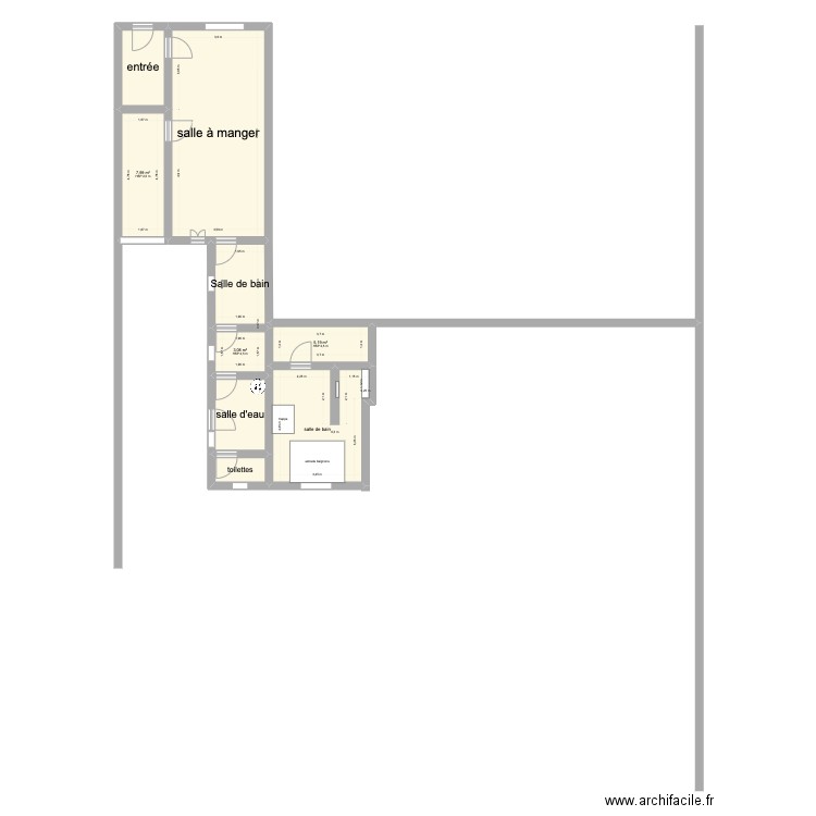 casa 1. Plan de 9 pièces et 78 m2