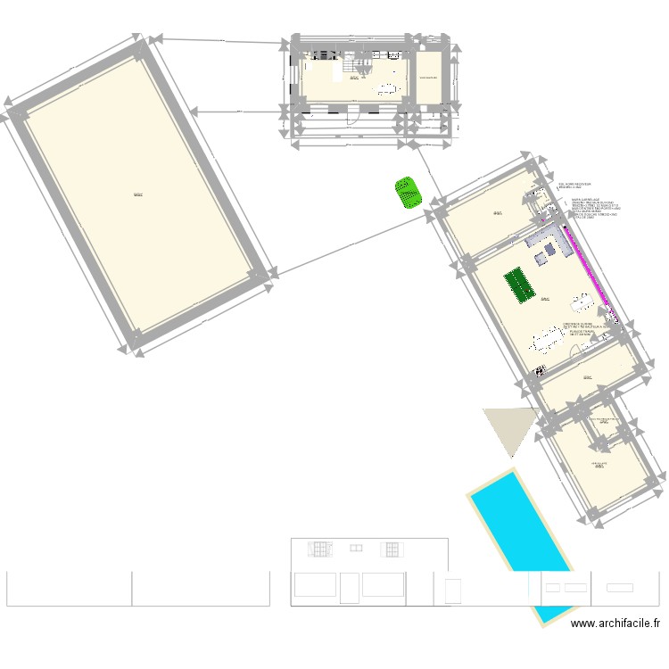 HANGAR. Plan de 11 pièces et 538 m2