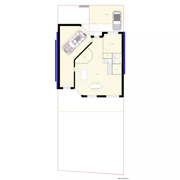 RDC garage ouest chambre enfilade. Plan de 