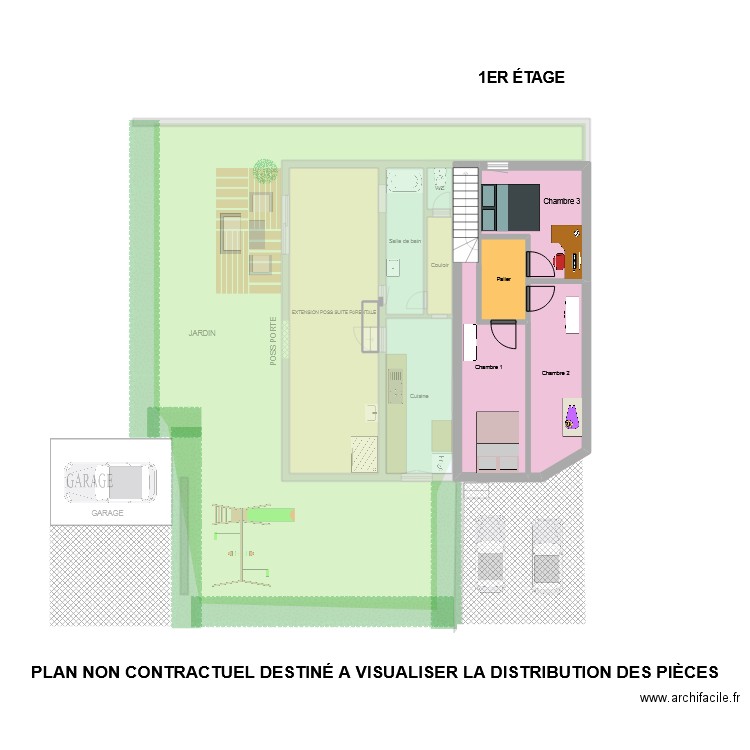 CHAVATTE. Plan de 14 pièces et 154 m2