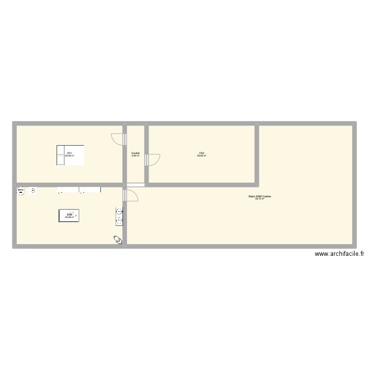 Feux. Plan de 5 pièces et 184 m2