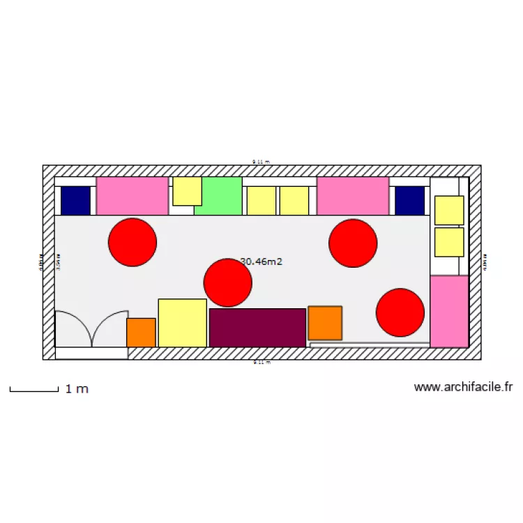 Salle Fond 30m. Plan de 