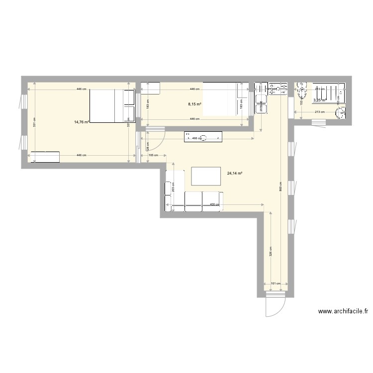 Bourg l Abbé réaménagement 3P. Plan de 0 pièce et 0 m2