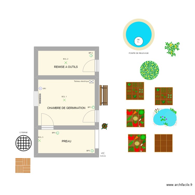 LOCAL TECHNIQUE LA GRELINETTE. Plan de 3 pièces et 23 m2