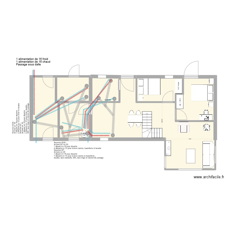 Plan plain pied plomberie. Plan de 9 pièces et 135 m2