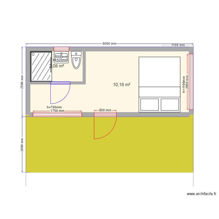  15 1. Plan de 3 pièces et 23 m2