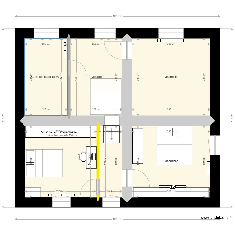 Anthony et pri. Plan de 15 pièces et 133 m2