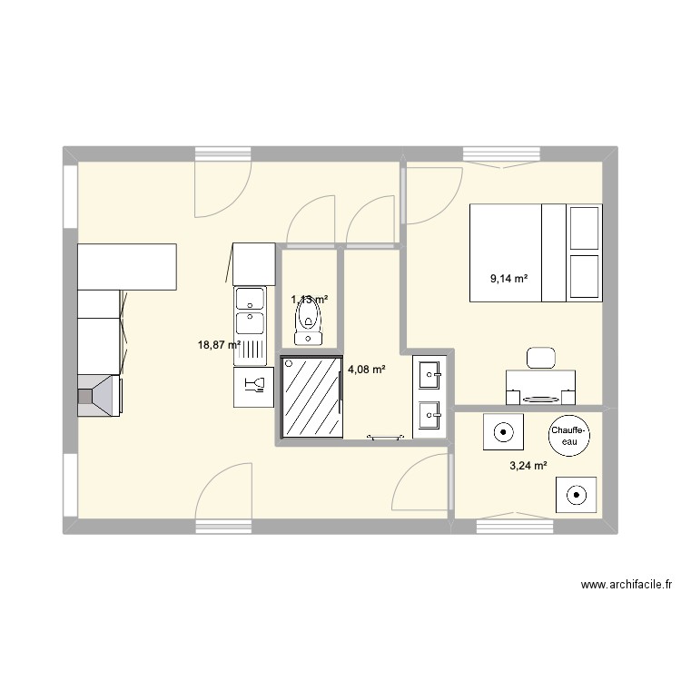 plan intérieur . Plan de 5 pièces et 36 m2