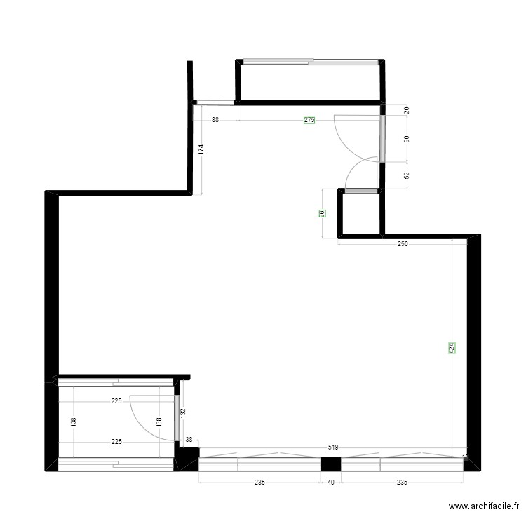 Plan coté Meudon. Plan de 3 pièces et 6 m2