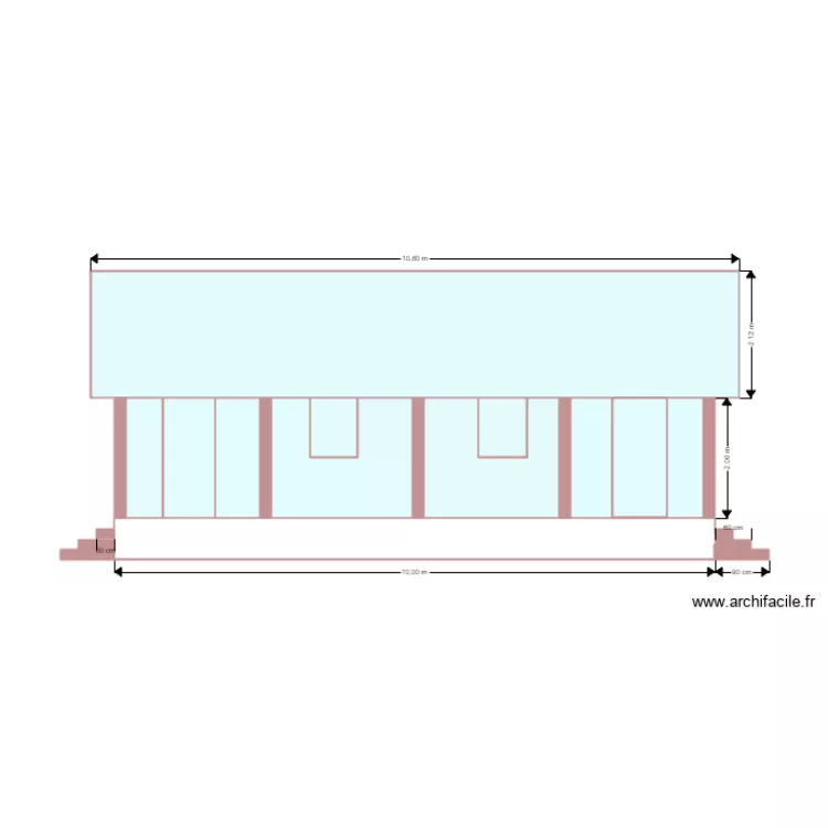 Vue de face case double. Plan de 