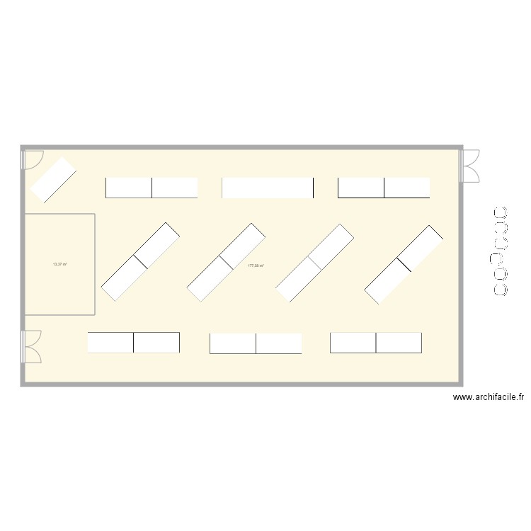 Plan de salle mariage V2. Plan de 2 pièces et 191 m2