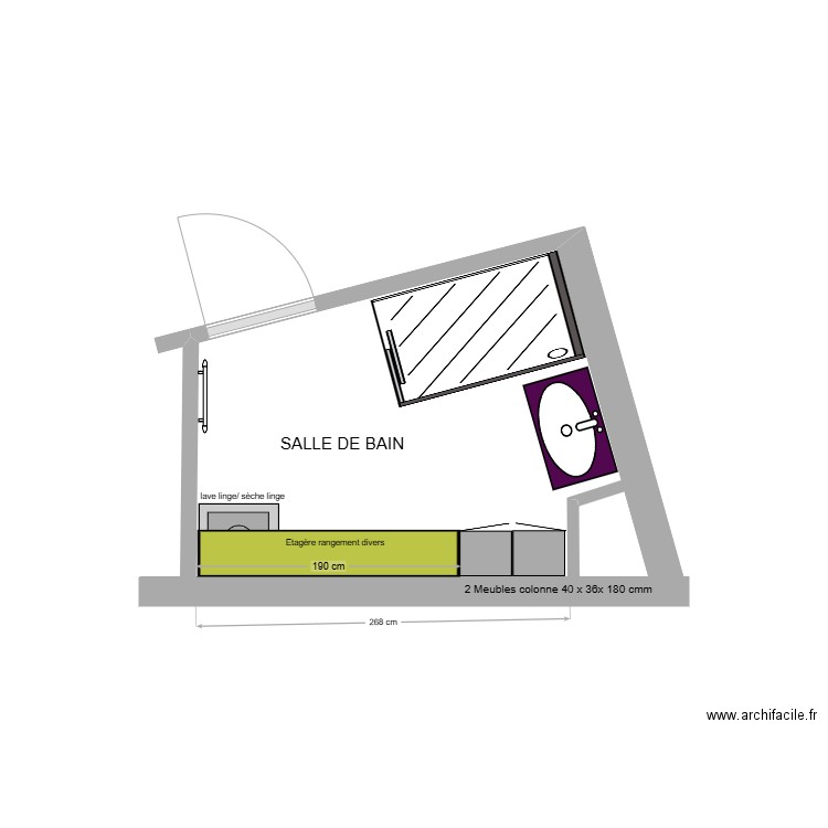 Salle de bain Loris. Plan de 0 pièce et 0 m2