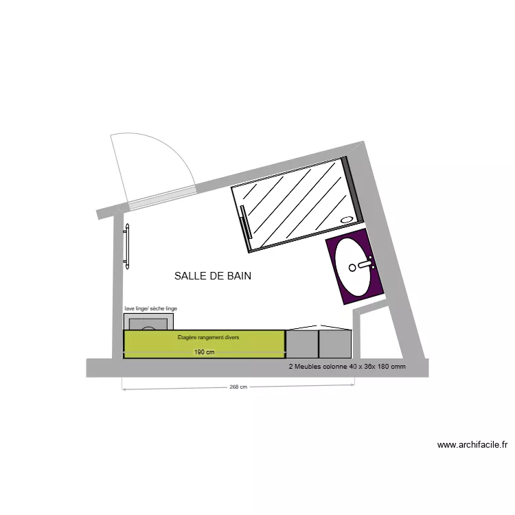 Salle de bain Loris. Plan de 