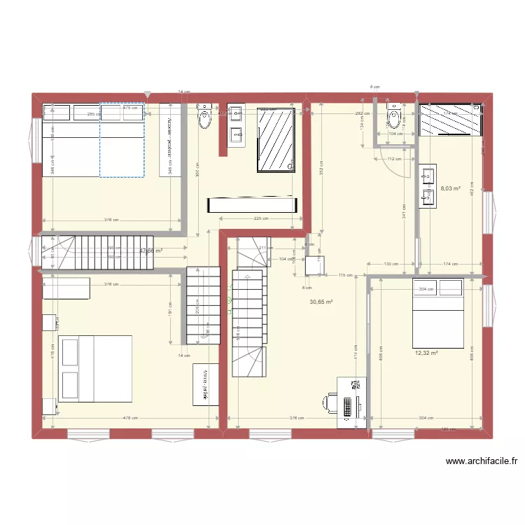 plan d&eacute;finitif 1er &eacute;tage. Plan de 