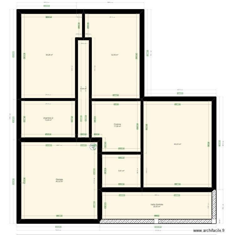 maison  MODIFER 1.1 fondations mur nu*. Plan de 9 pièces et 234 m2