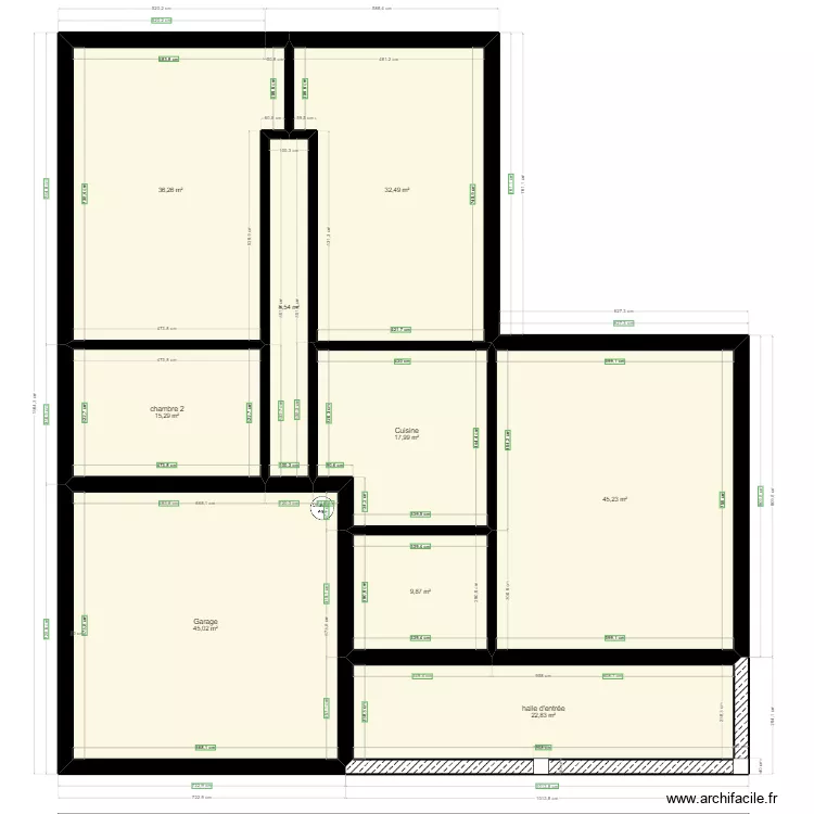 maison  MODIFER 1.1 fondations mur nu*. Plan de 
