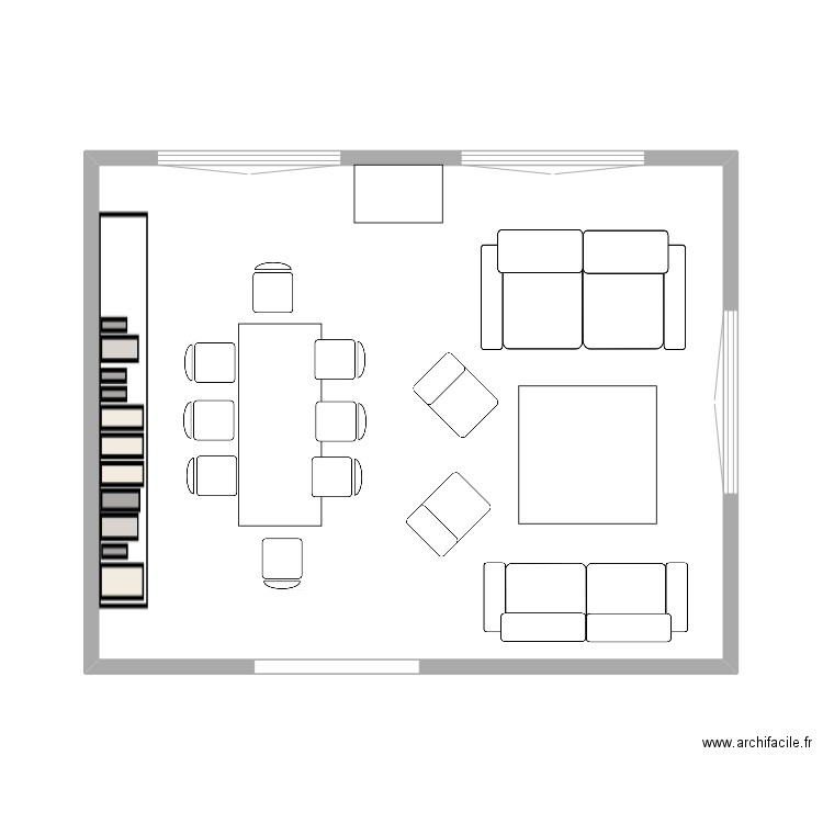 Anatole salon. Plan de 1 pièce et 37 m2