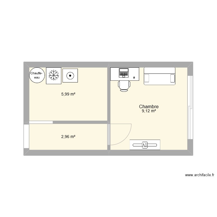 garage. Plan de 3 pièces et 18 m2