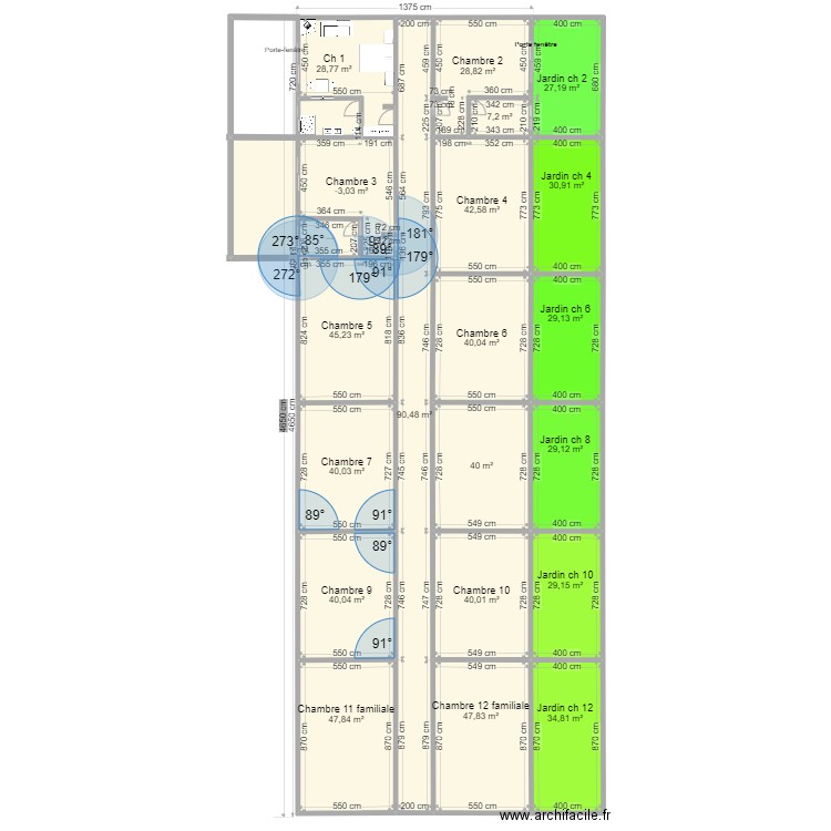 Bâtiment 12 ch fleuve v 3. Plan de 21 pièces et 755 m2