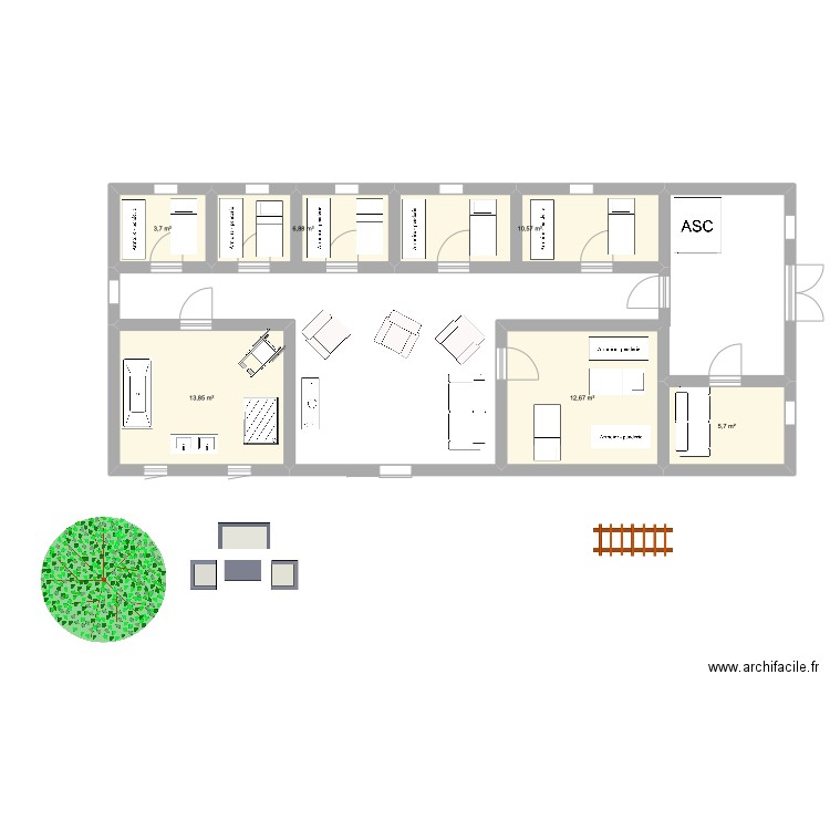 R.I part 2. Plan de 6 pièces et 53 m2