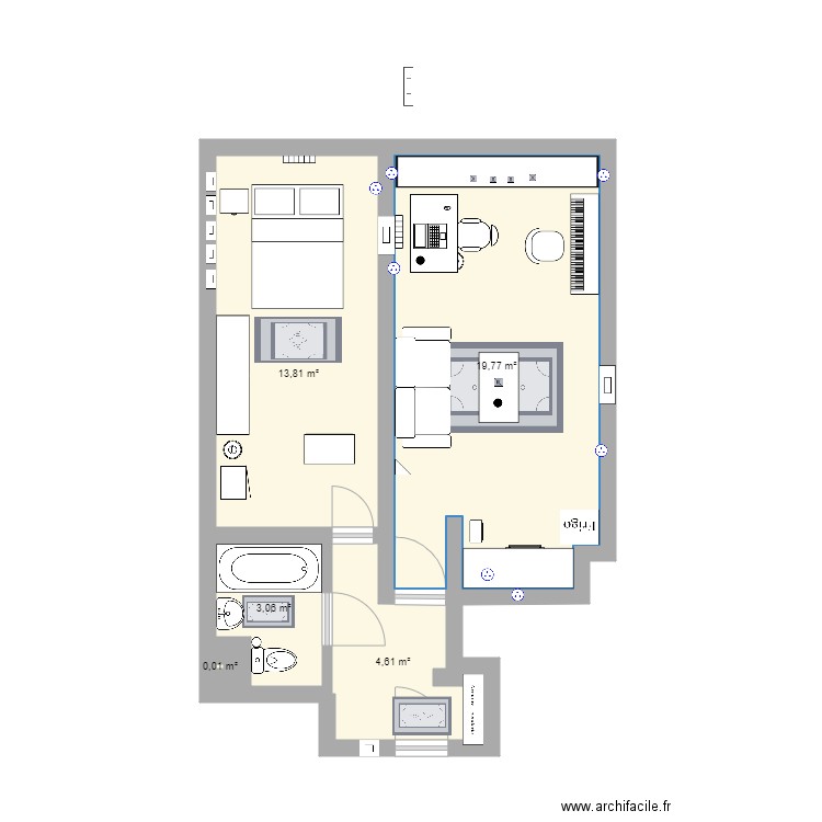 appartement. Plan de 5 pièces et 41 m2