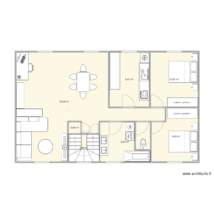 etage 3. Plan de 7 pièces et 81 m2