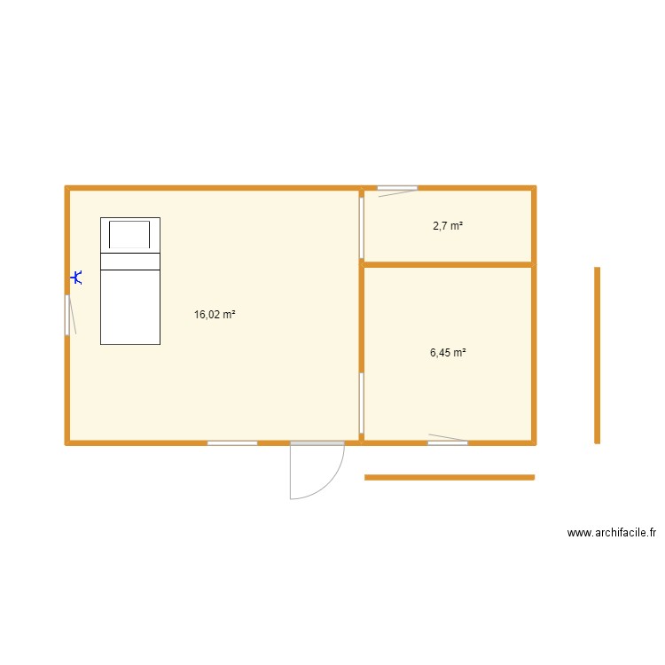 Chalet 25m2 2. Plan de 3 pièces et 25 m2