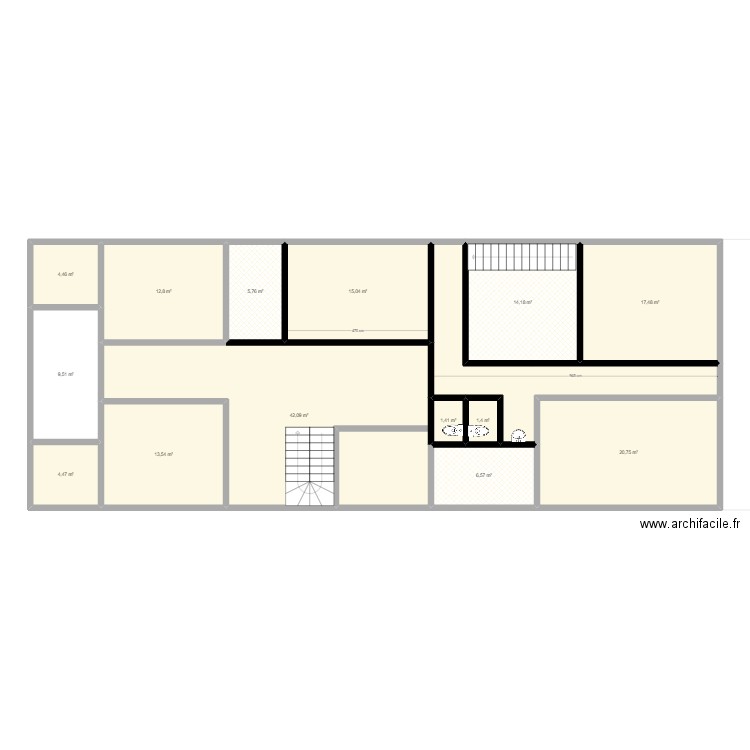 Reconstruction. Plan de 15 pièces et 185 m2