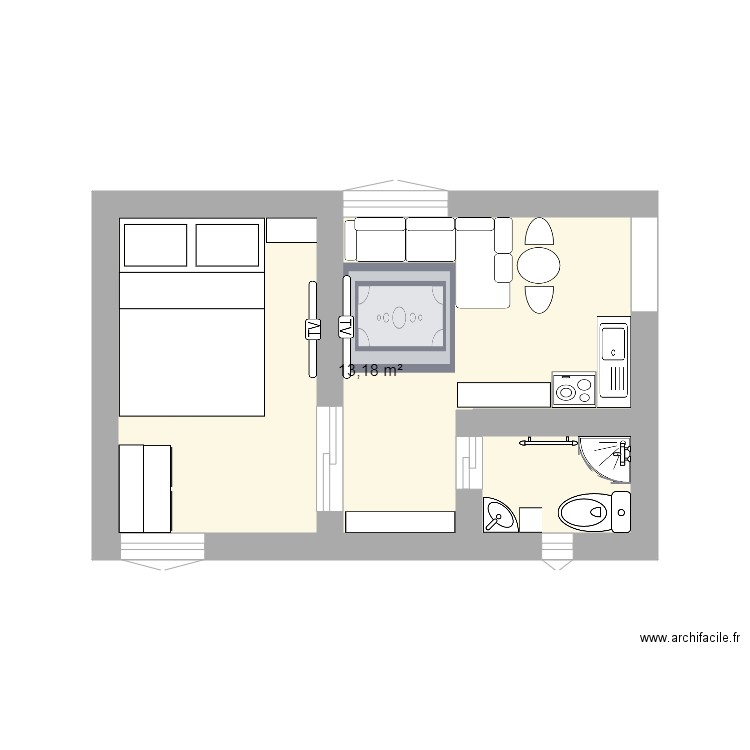 PROJET 1. Plan de 1 pièce et 13 m2