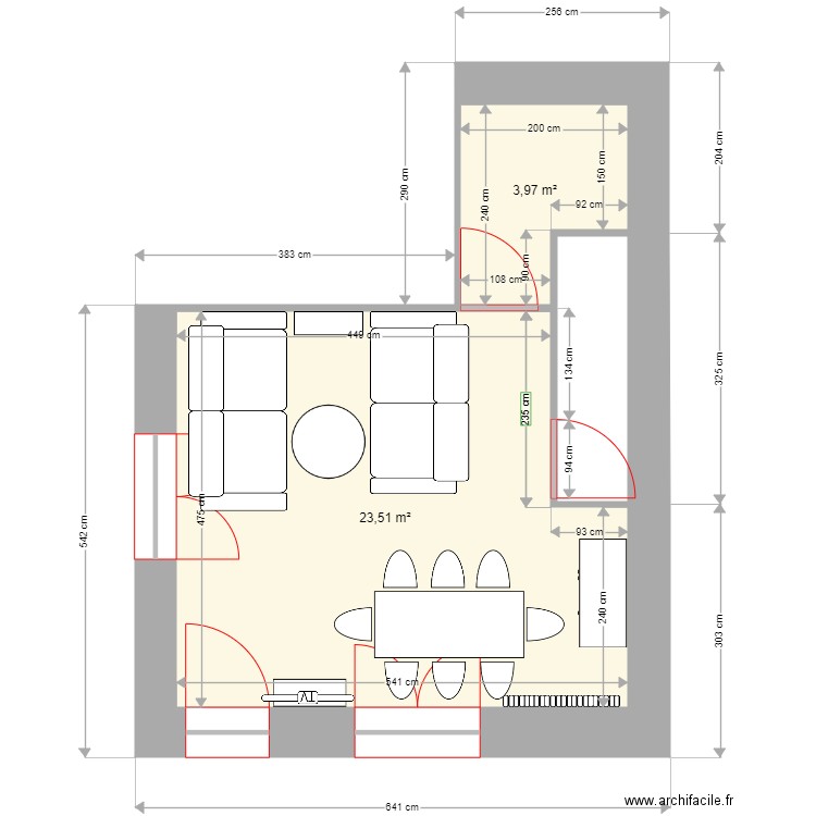 Maison. Plan de 3 pièces et 30 m2