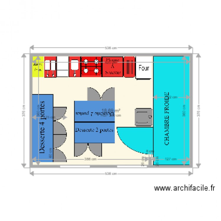 KITCHEN GRILL. Plan de 1 pièce et 19 m2